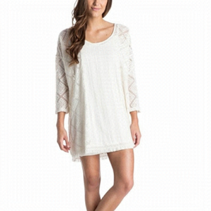 ROXY Wishbone boho Crochet Tunic Dress Size Small